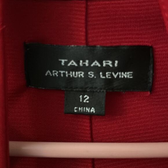Tahari Arthur S. Levine Red Roll Tack Up Sleeve Shirtdres 12 Corporate Siren - Picture 7 of 7